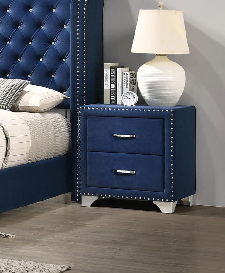 Melody Upholstered 2-drawer Nightstand Pacific Blue-zoom-