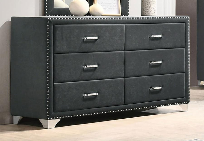 Melody 6-drawer Upholstered Dresser Grey-zoom-