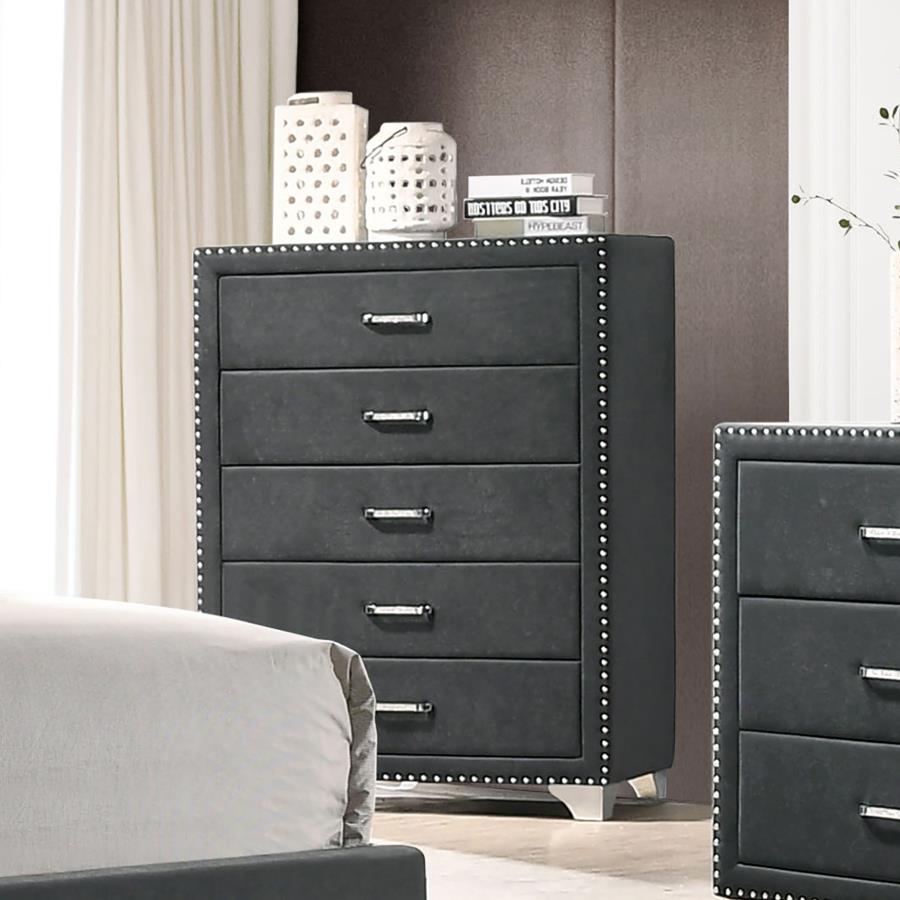 Melody 5-drawer Bedroom Chest Grey-2