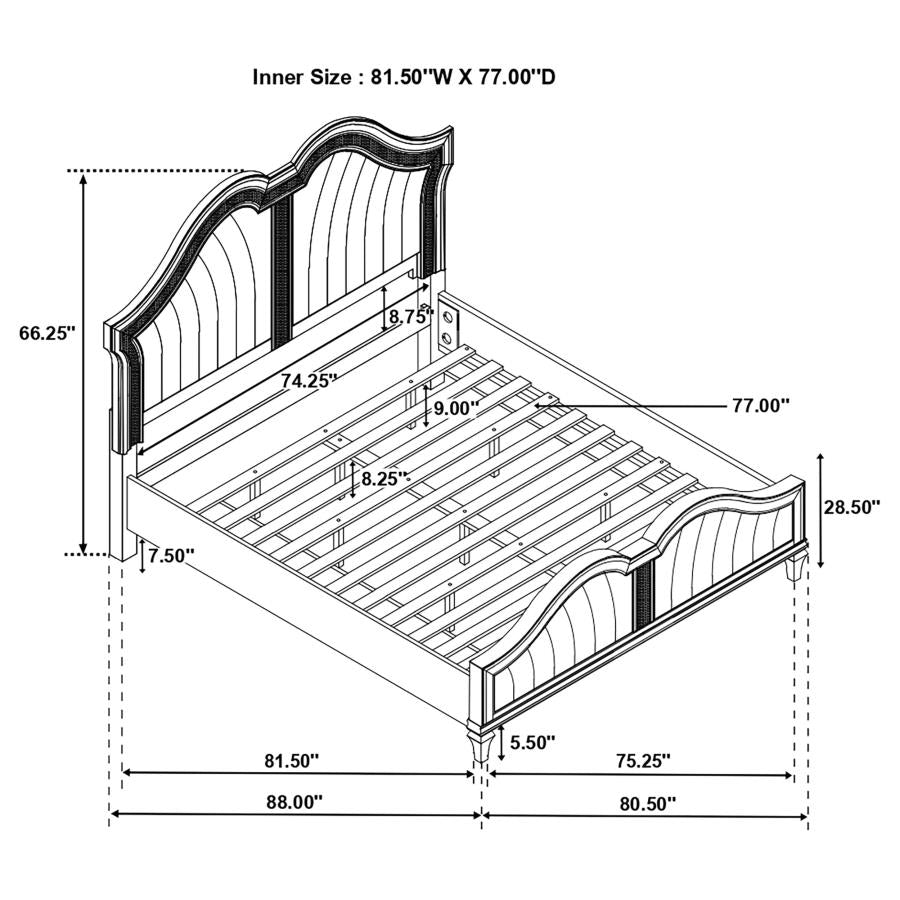 Evangeline Wood Eastern King LED Panel Bed Silver Oak-zoom-10