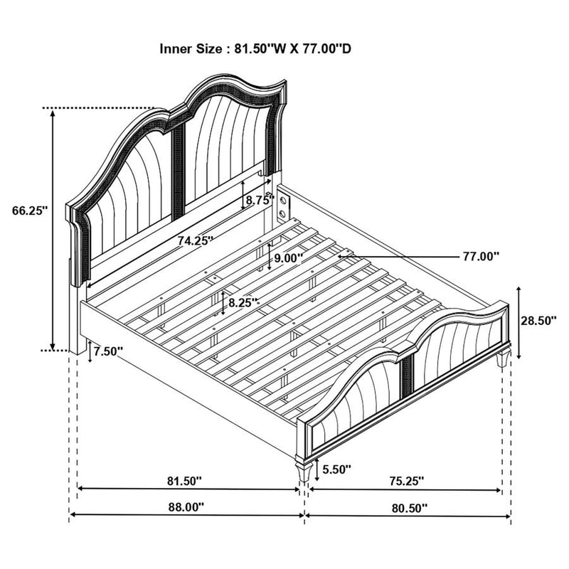 Evangeline Wood Eastern King LED Panel Bed Silver Oak-zoom-