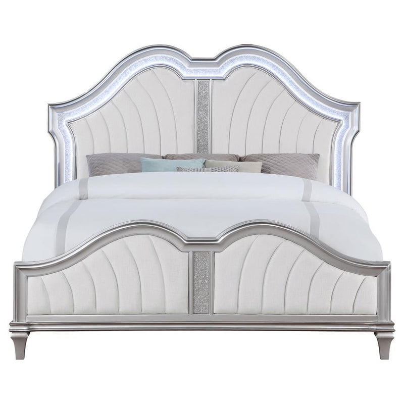 Evangeline Wood California King LED Panel Bed Silver Oak-zoom-