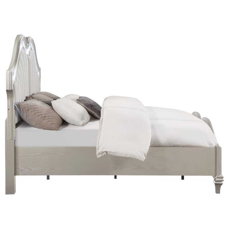 Evangeline Wood California King LED Panel Bed Silver Oak-zoom-