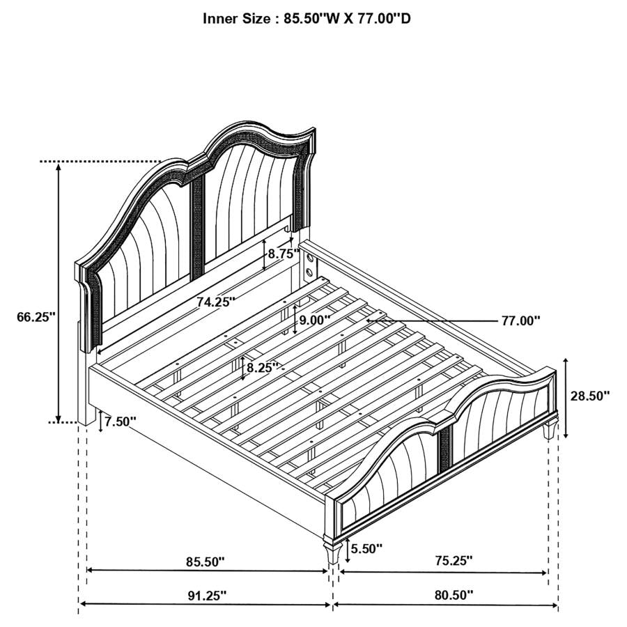 Evangeline Wood California King LED Panel Bed Silver Oak-zoom-9