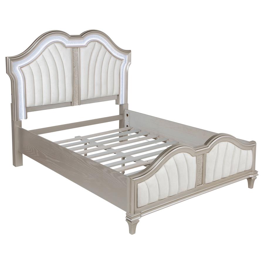 Evangeline Wood Queen LED Panel Bed Silver Oak-1