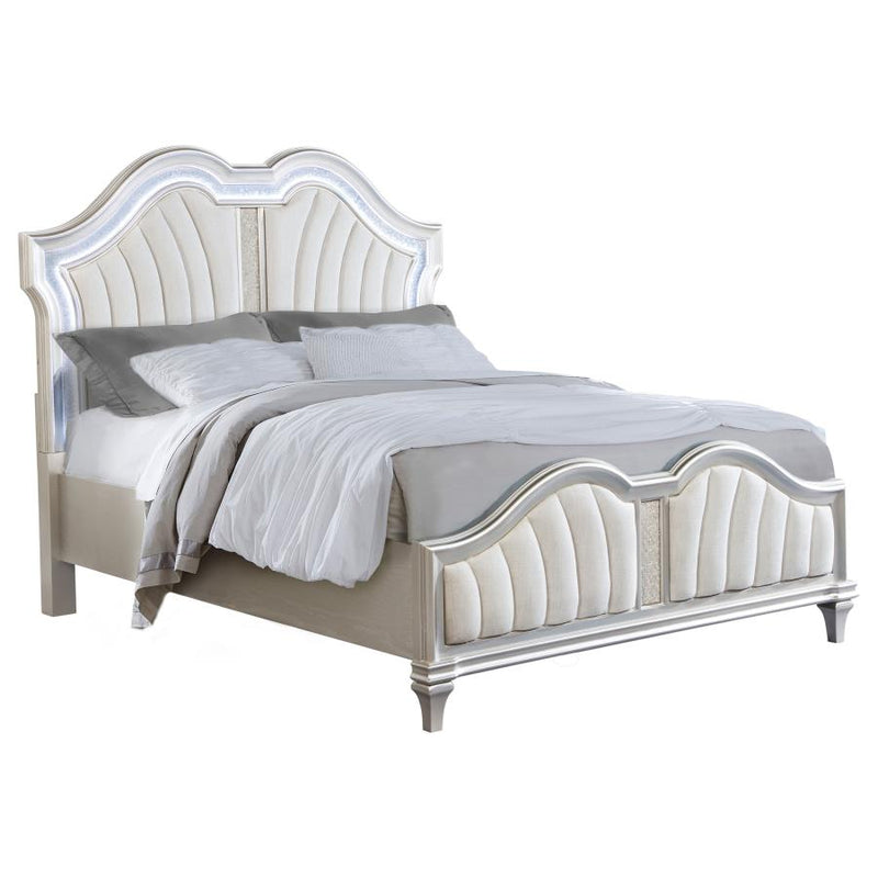 Evangeline Wood Queen LED Panel Bed Silver Oak-zoom-