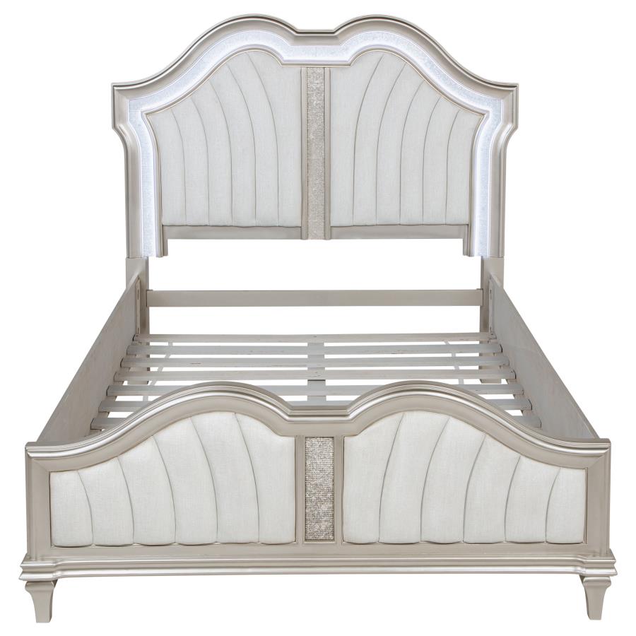 Evangeline Wood Queen LED Panel Bed Silver Oak-zoom-4
