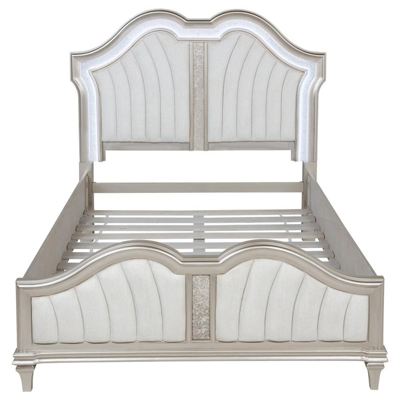 Evangeline Wood Queen LED Panel Bed Silver Oak-zoom-