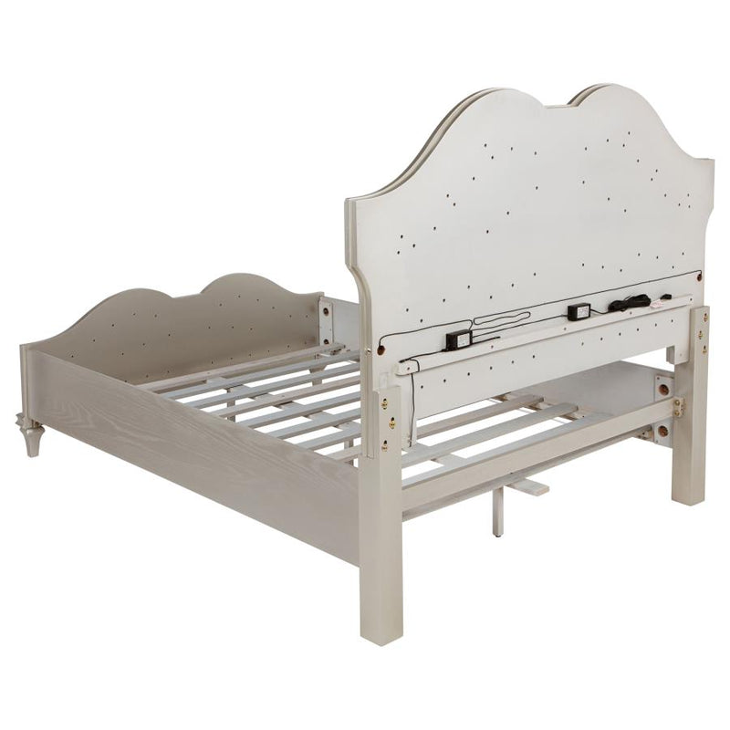 Evangeline Wood Queen LED Panel Bed Silver Oak-zoom-