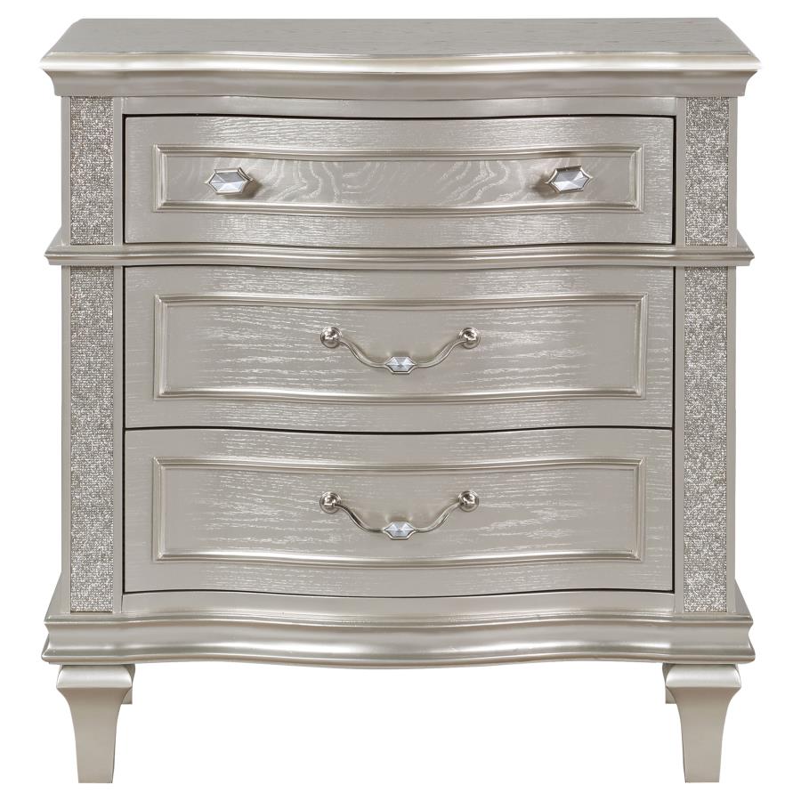 Evangeline 3-drawer Nightstand Silver Oak-zoom-3
