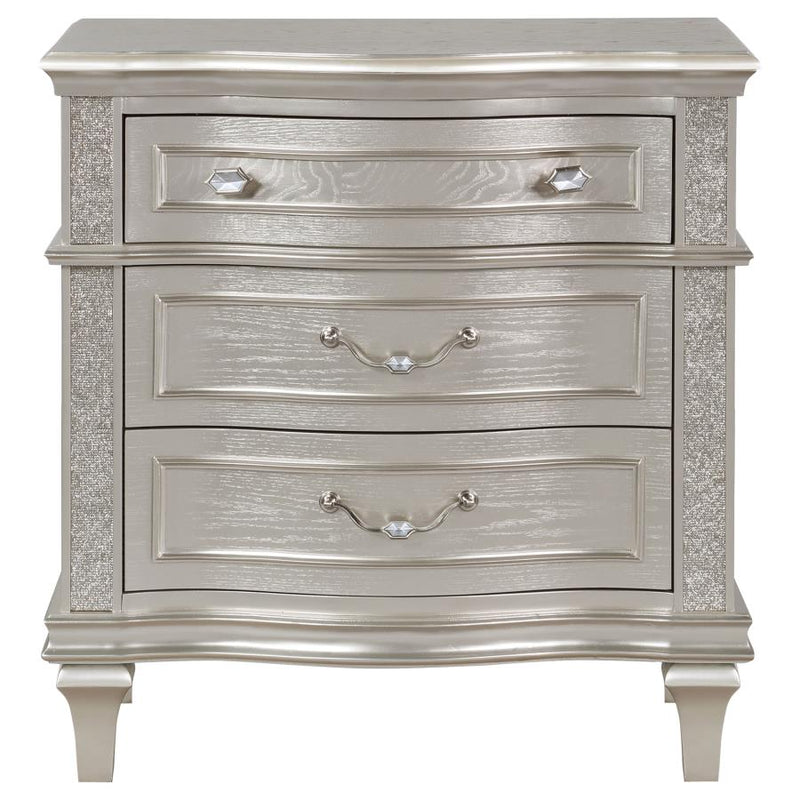Evangeline 3-drawer Nightstand Silver Oak-zoom-
