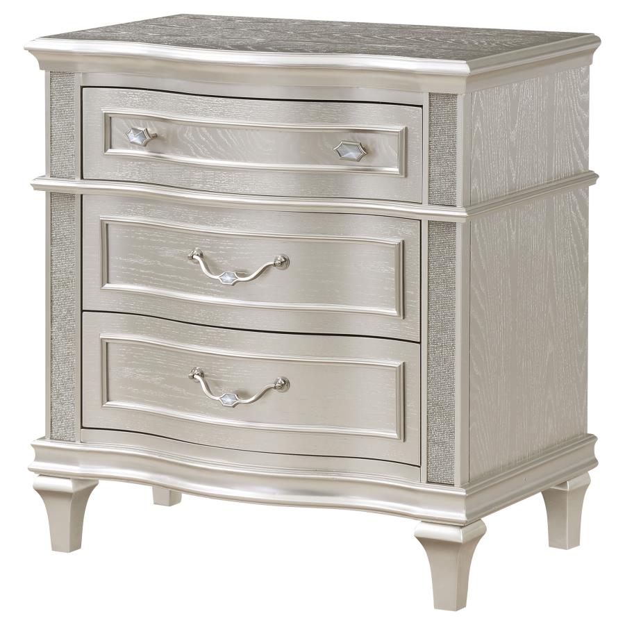 Evangeline 3-drawer Nightstand Silver Oak-zoom-4