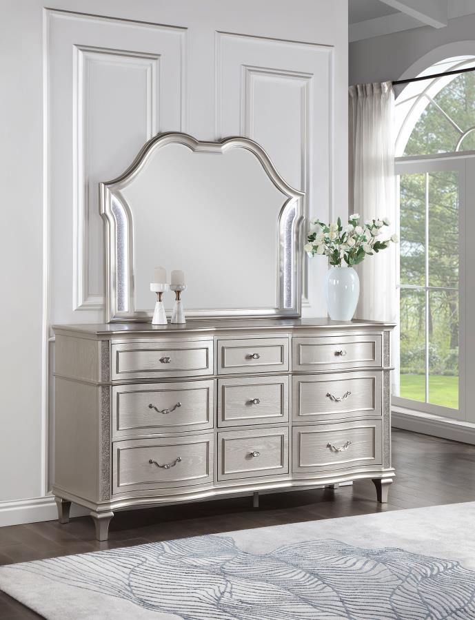Evangeline 9-drawer Dresser with Mirror Silver Oak-zoom-2