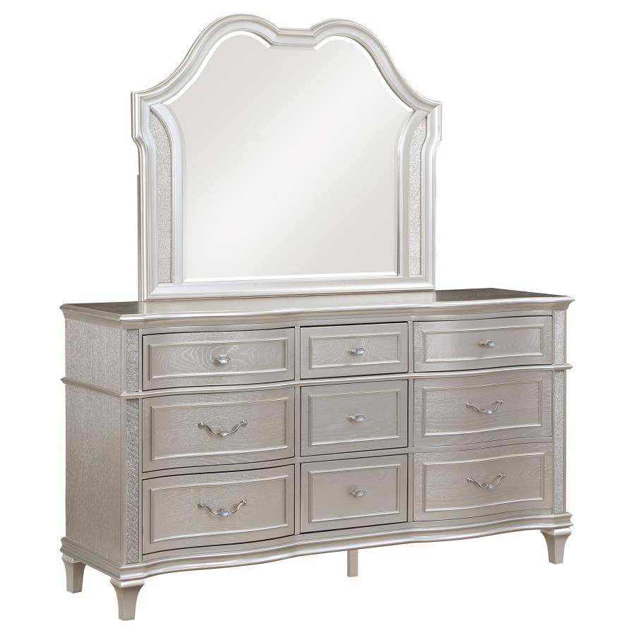 Evangeline 9-drawer Dresser with Mirror Silver Oak-1