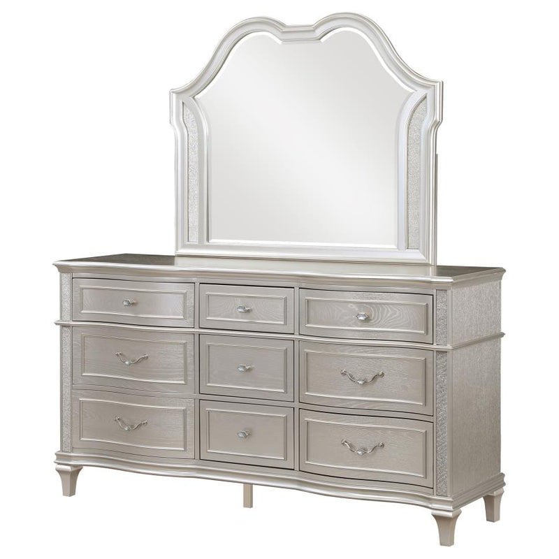Evangeline 9-drawer Dresser with Mirror Silver Oak-zoom-
