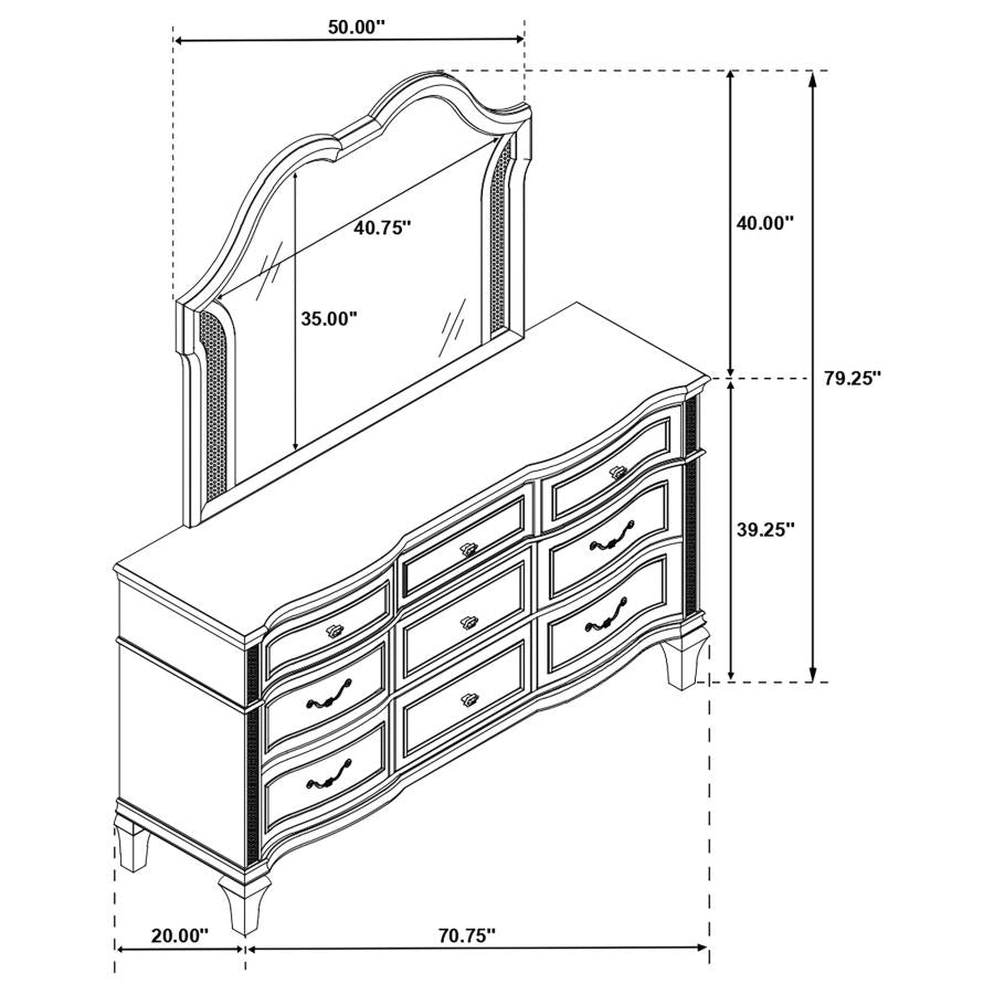 Evangeline 9-drawer Dresser with Mirror Silver Oak-14