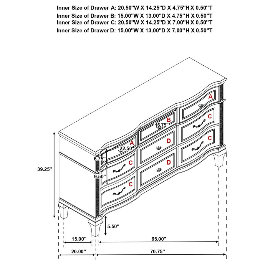 Evangeline 9-drawer Dresser Silver Oak-zoom-14