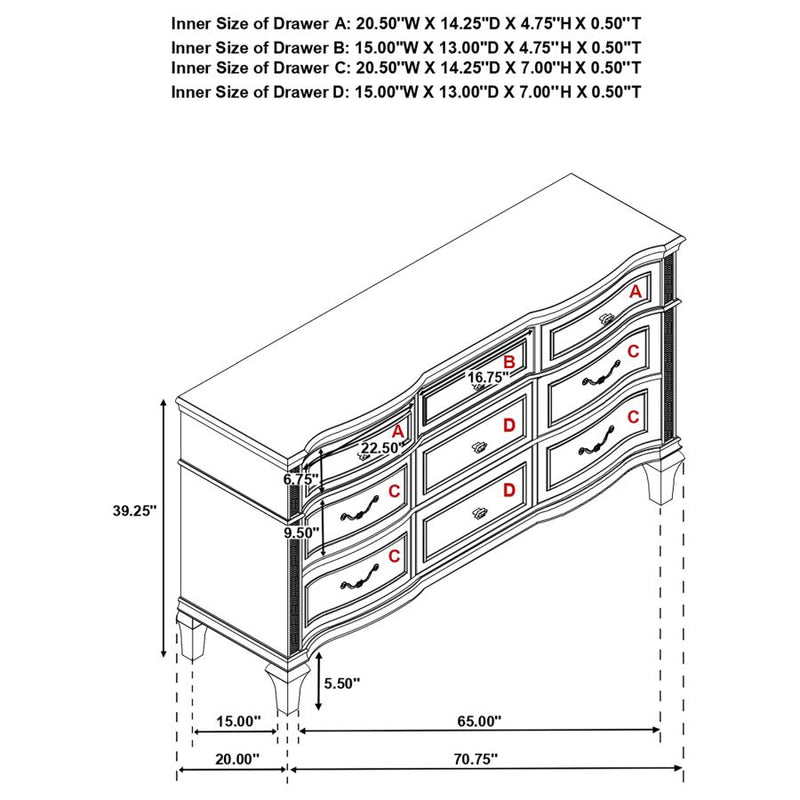 Evangeline 9-drawer Dresser Silver Oak-zoom-