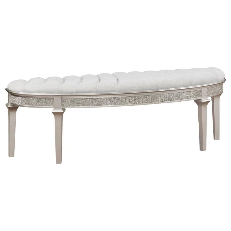 Evangeline Curved Fabric Upholstered Bench Silver Oak-zoom-