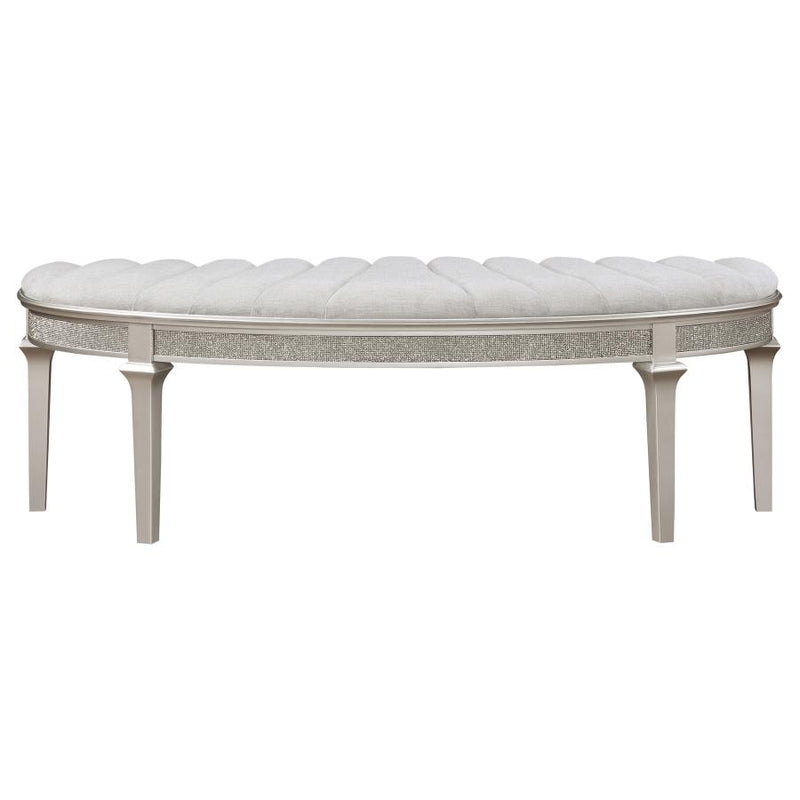 Evangeline Curved Fabric Upholstered Bench Silver Oak-zoom-