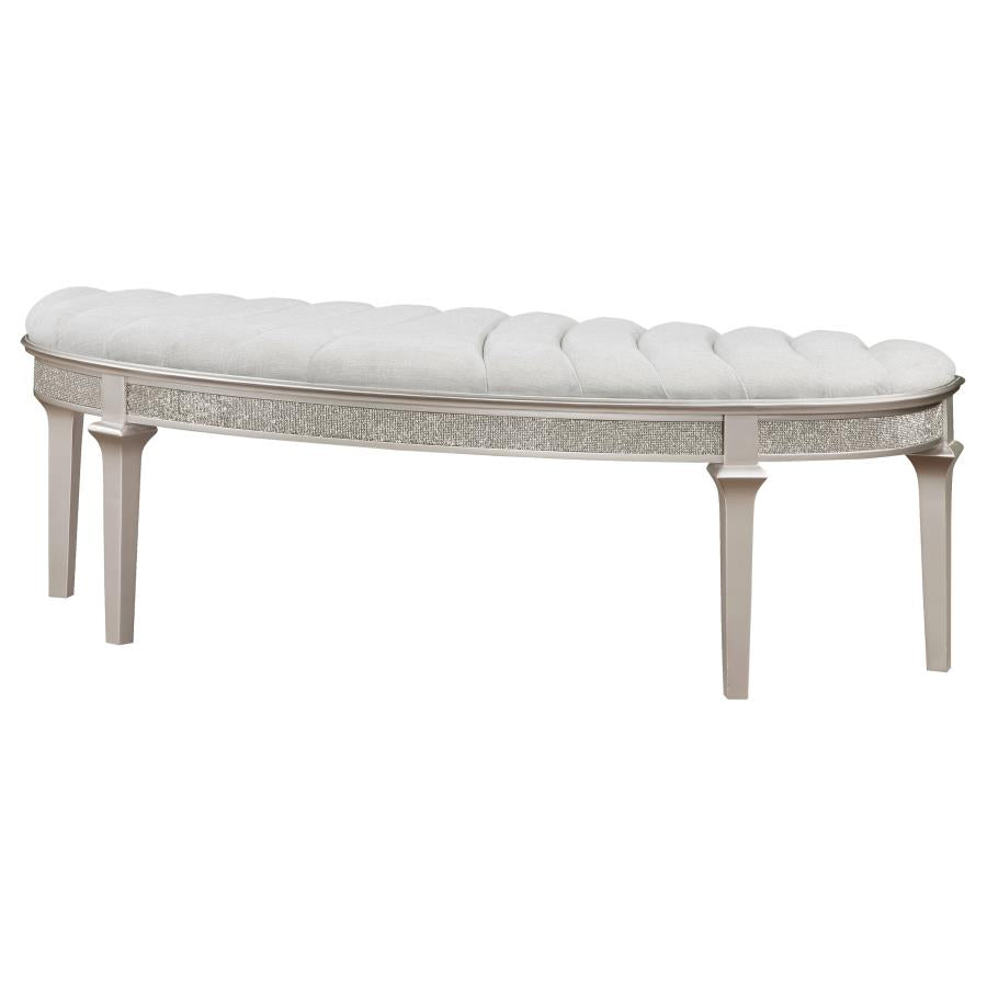 Evangeline Curved Fabric Upholstered Bench Silver Oak-zoom-4