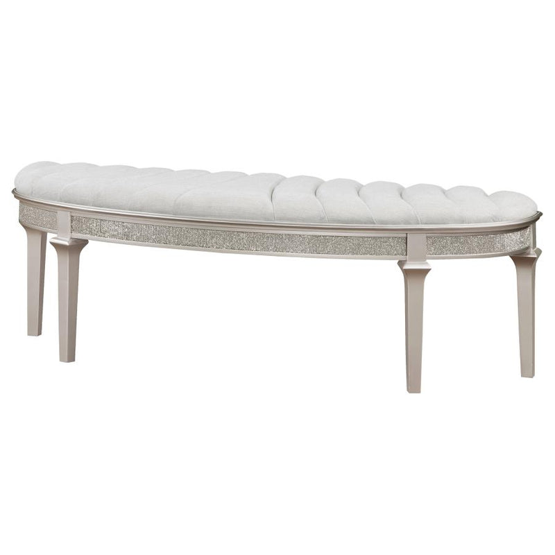 Evangeline Curved Fabric Upholstered Bench Silver Oak-zoom-