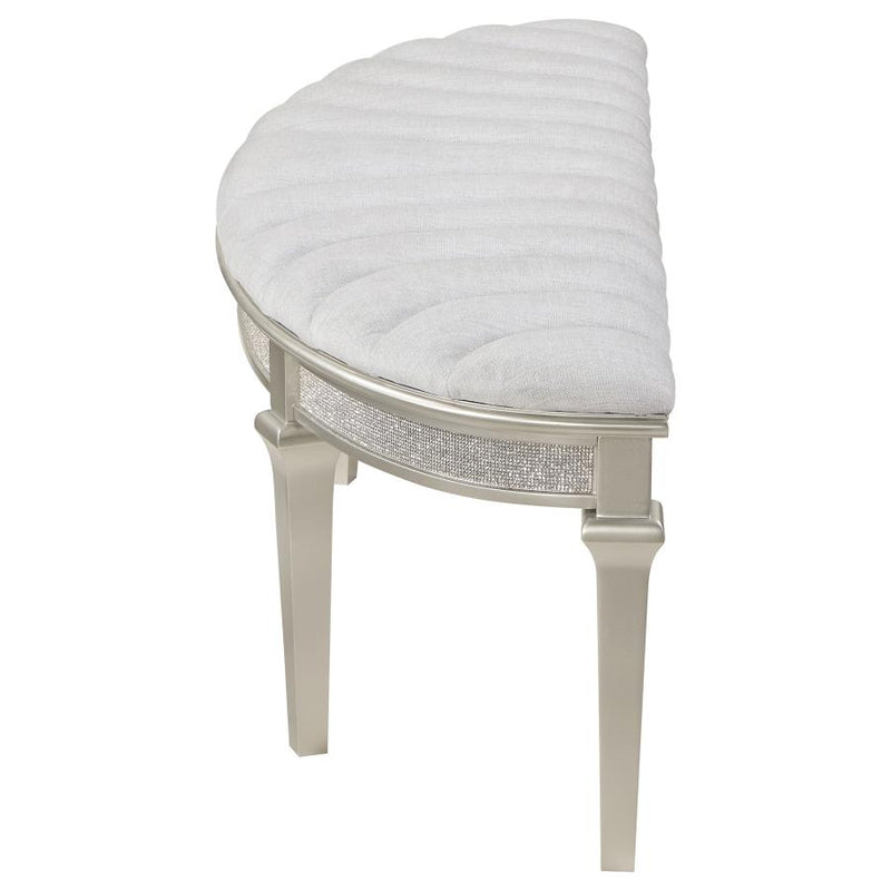 Evangeline Curved Fabric Upholstered Bench Silver Oak-zoom-