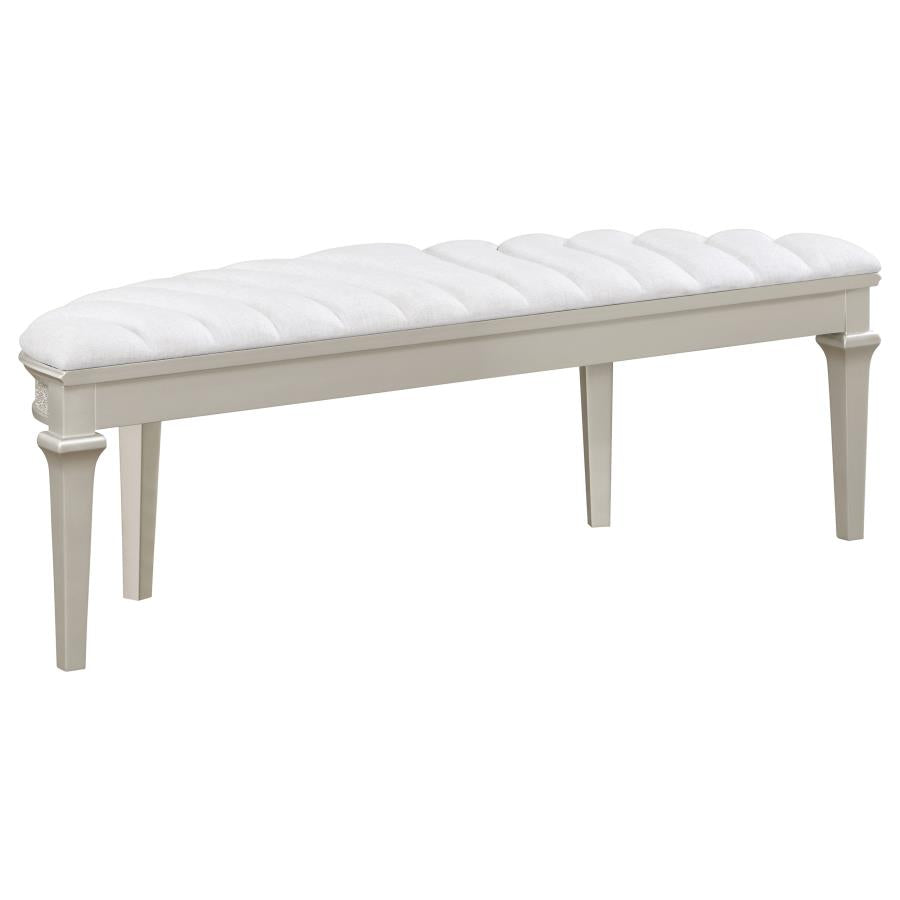 Evangeline Curved Fabric Upholstered Bench Silver Oak-6