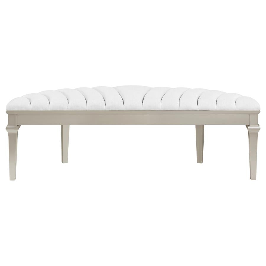 Evangeline Curved Fabric Upholstered Bench Silver Oak-zoom-7