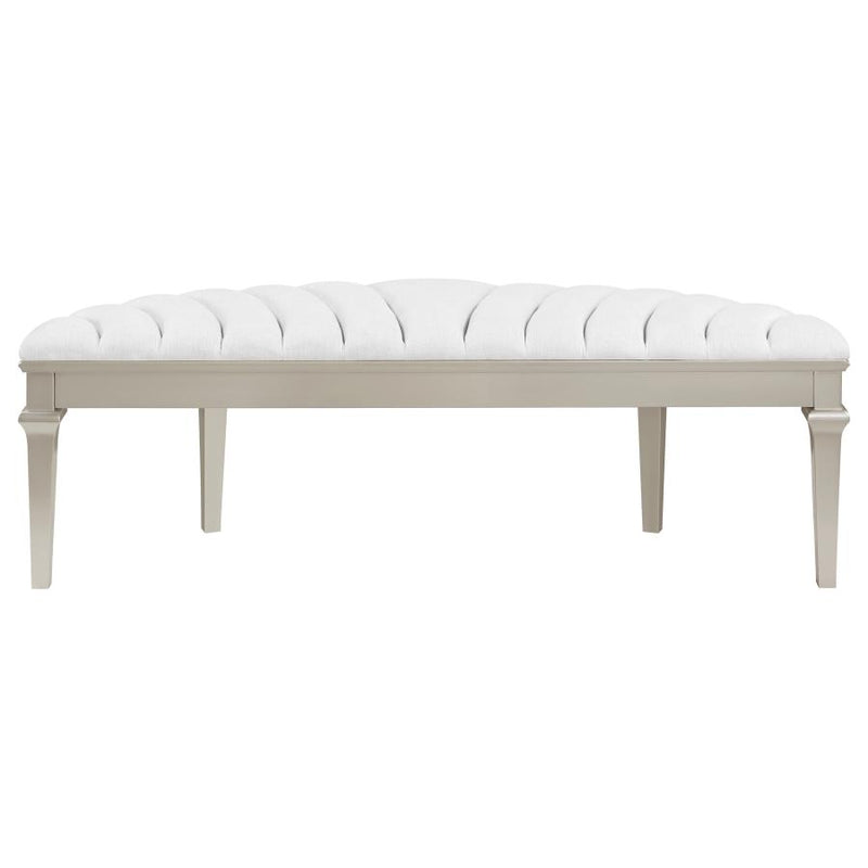 Evangeline Curved Fabric Upholstered Bench Silver Oak-zoom-