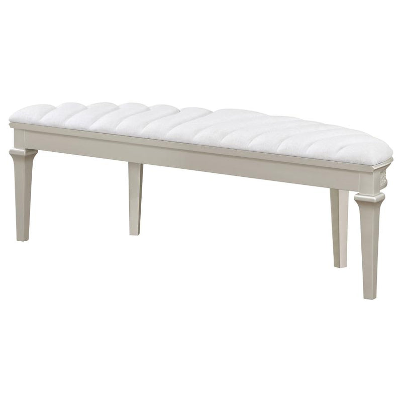Evangeline Curved Fabric Upholstered Bench Silver Oak-zoom-