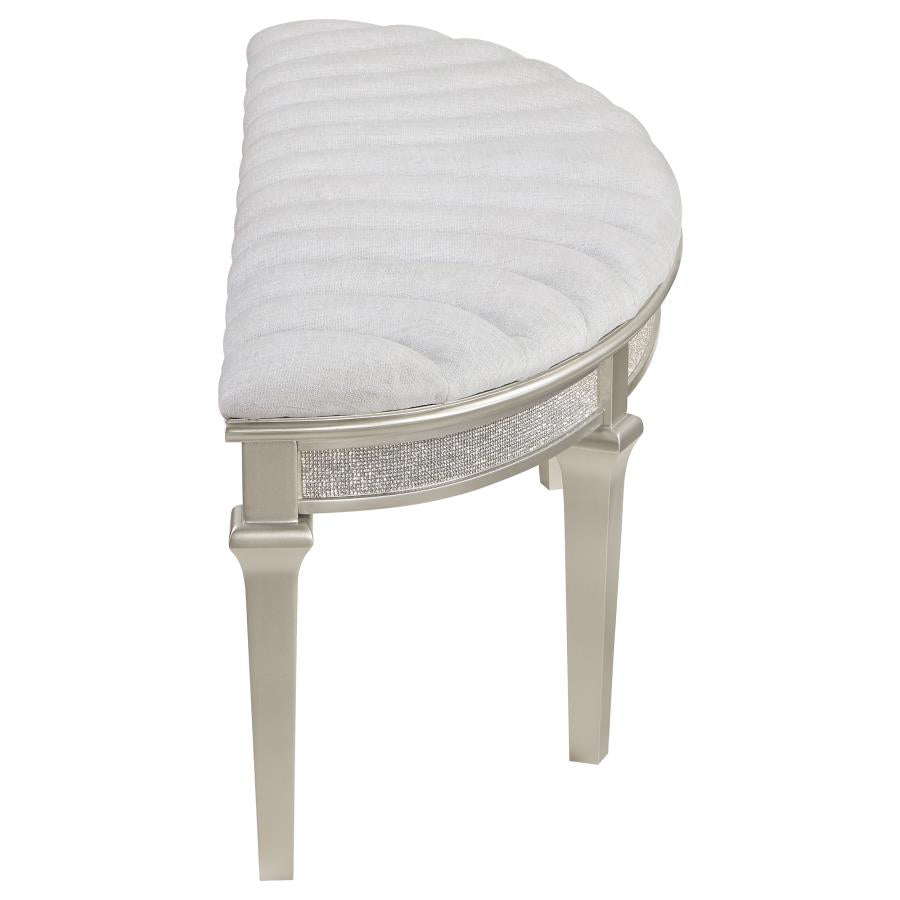 Evangeline Curved Fabric Upholstered Bench Silver Oak-9