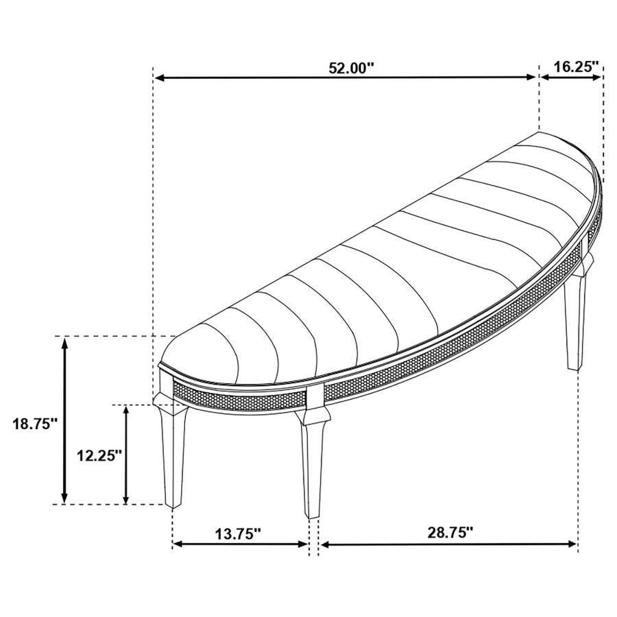 Evangeline Curved Fabric Upholstered Bench Silver Oak-zoom-10