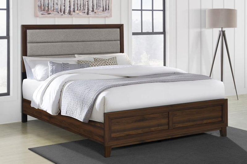 Welsley 50-inch Upholstered Eastern King Bed Walnut-zoom-