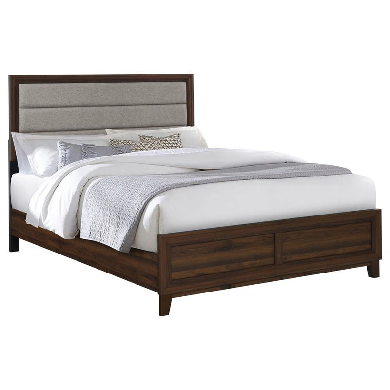 Welsley 50-inch Upholstered California King Bed Walnut-zoom-