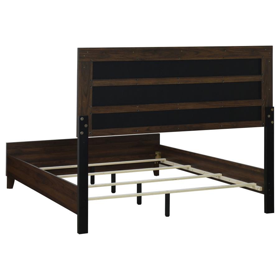 Welsley 50-inch Upholstered Queen Bed Walnut-4