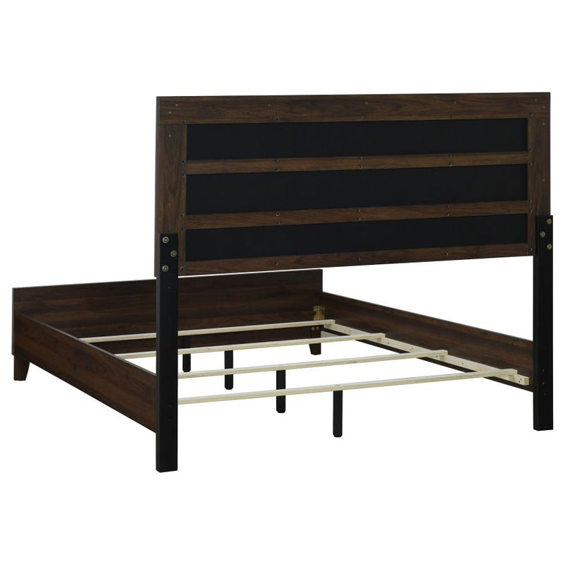 Welsley 50-inch Upholstered Queen Bed Walnut-zoom-