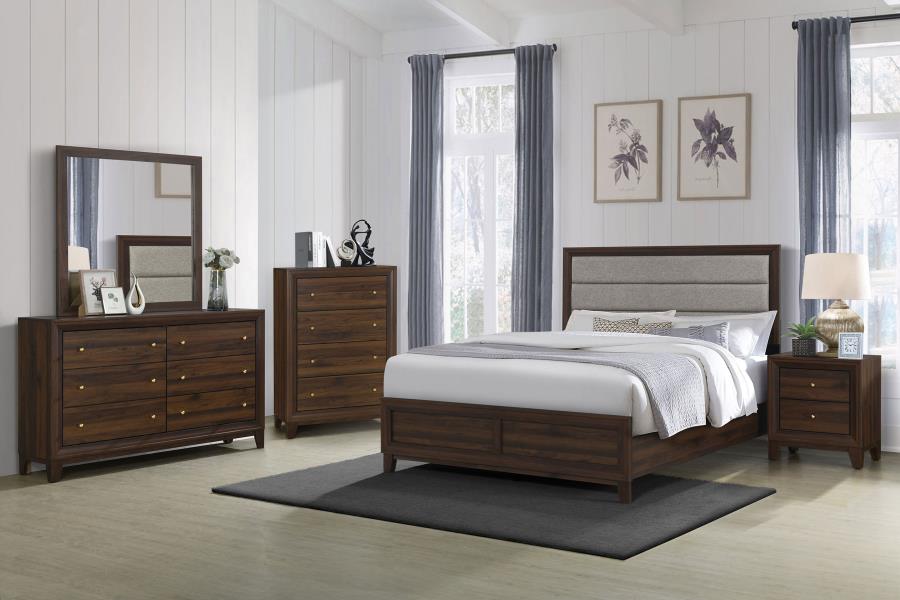 Welsley 50-inch Upholstered Queen Bed Walnut-zoom-10
