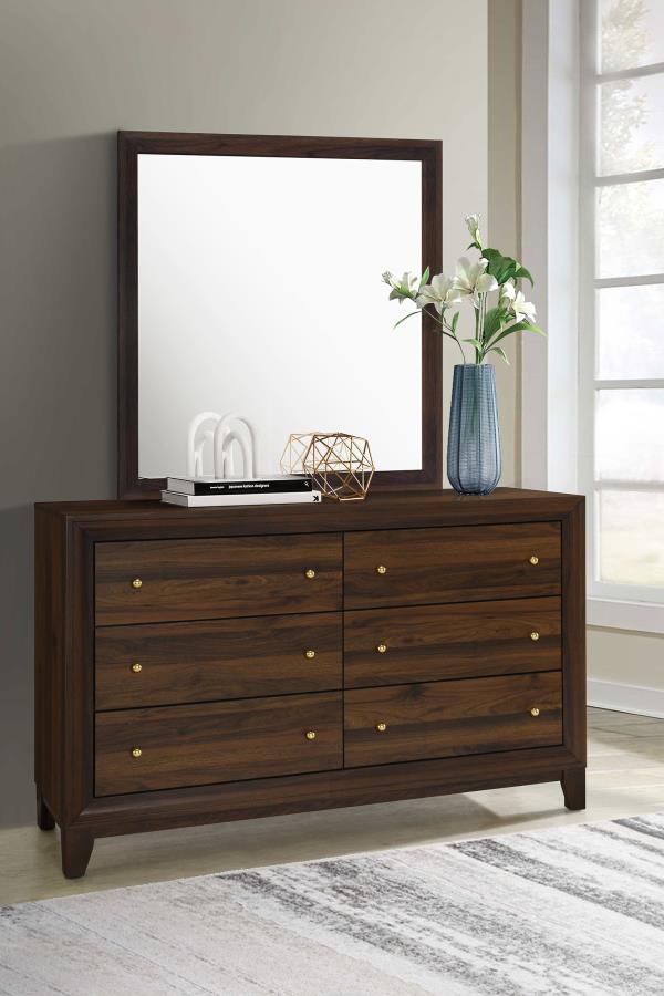 Welsley 6-drawer Dresser and Mirror Walnut-zoom-