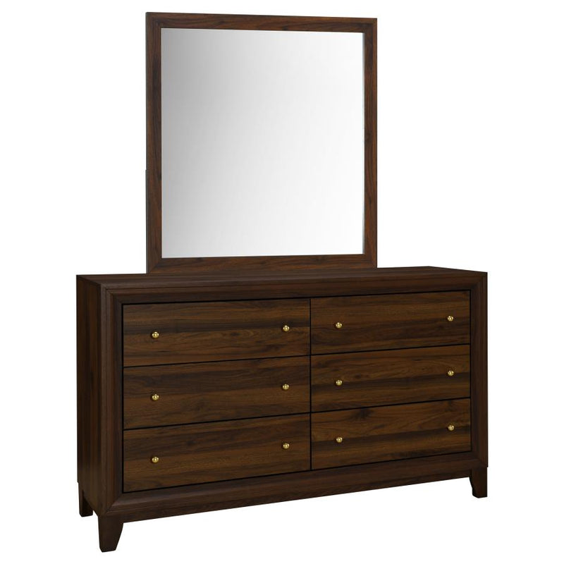 Welsley 6-drawer Dresser and Mirror Walnut-zoom-