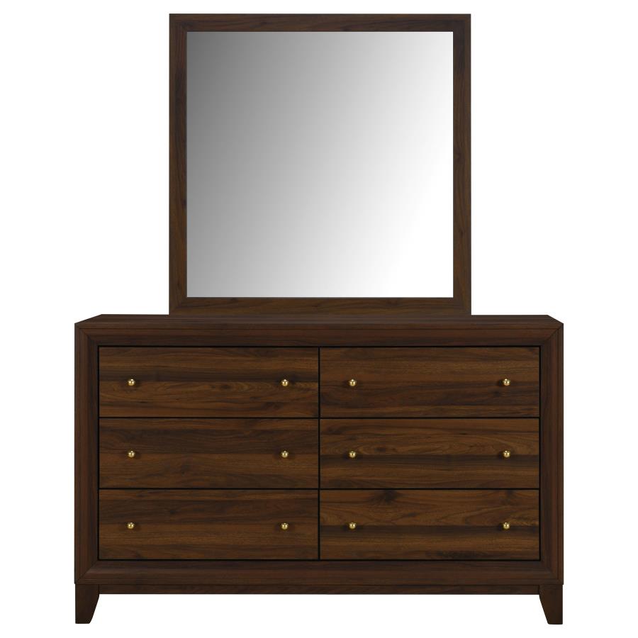 Welsley 6-drawer Dresser and Mirror Walnut-3