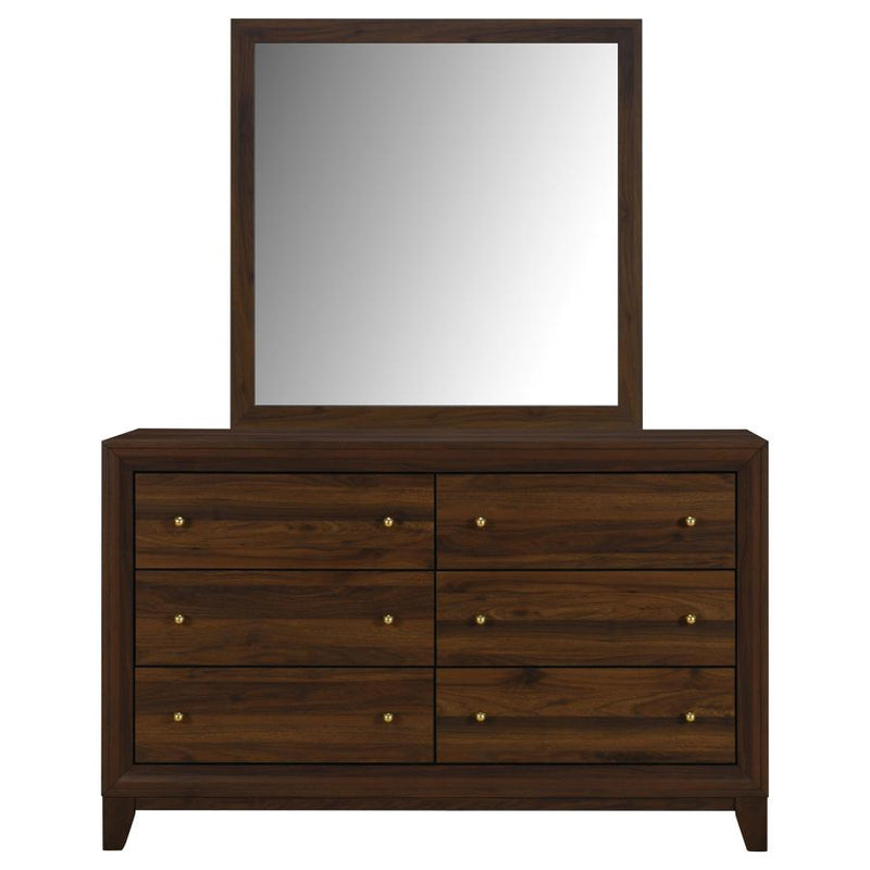 Welsley 6-drawer Dresser and Mirror Walnut-zoom-