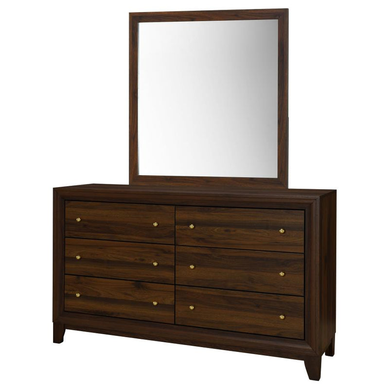 Welsley 6-drawer Dresser and Mirror Walnut-zoom-