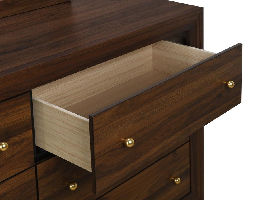 Welsley 6-drawer Dresser and Mirror Walnut-zoom-10