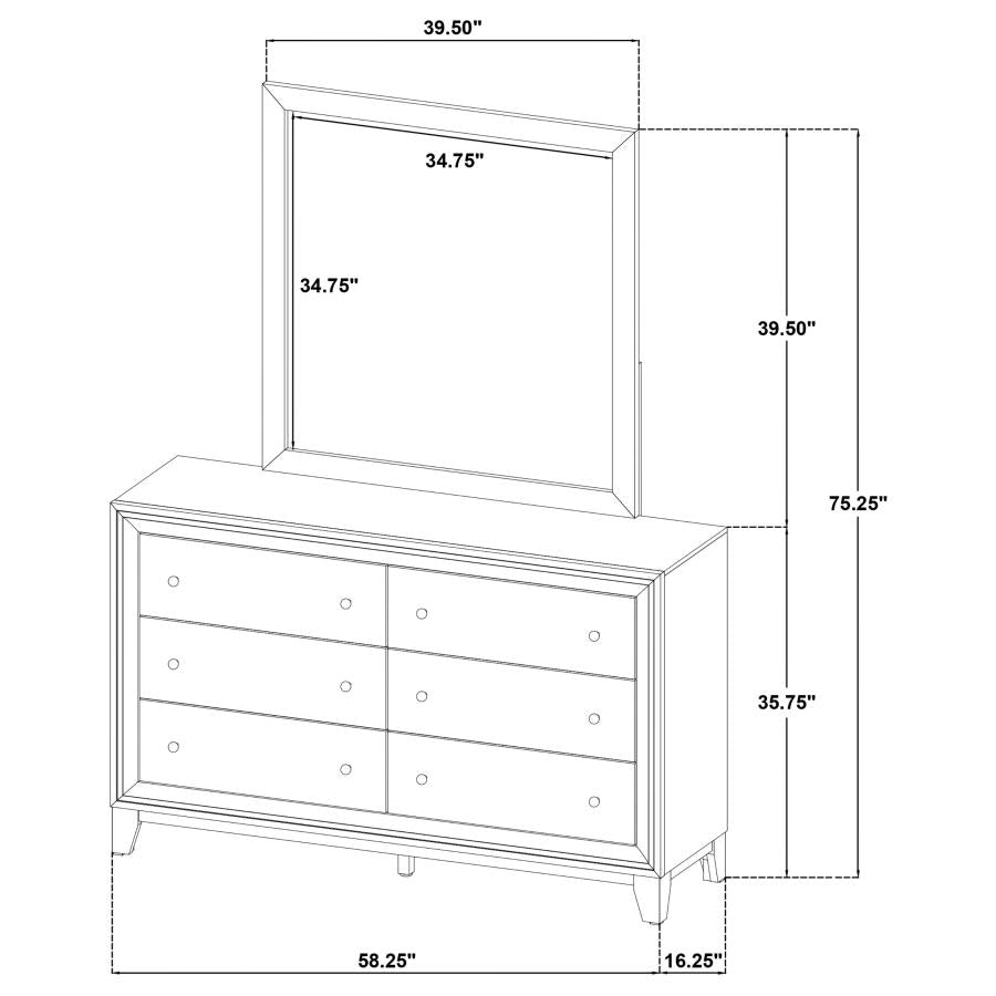 Welsley 6-drawer Dresser and Mirror Walnut-13