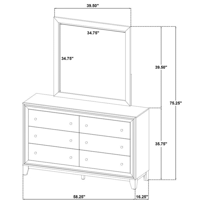 Welsley 6-drawer Dresser and Mirror Walnut-zoom-