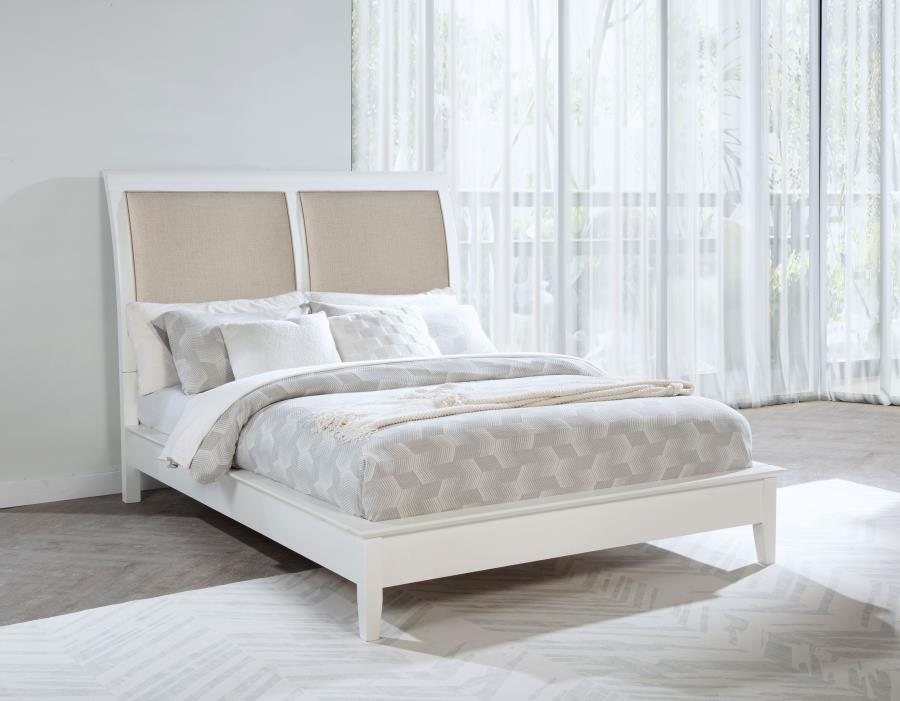 Bexhill 56-inch Upholstered Queen Panel Bed White-2