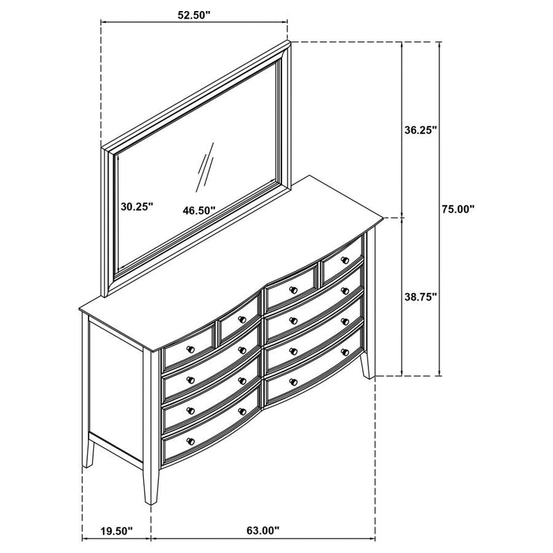 Bexhill 10-drawer Dresser and Mirror White-zoom-
