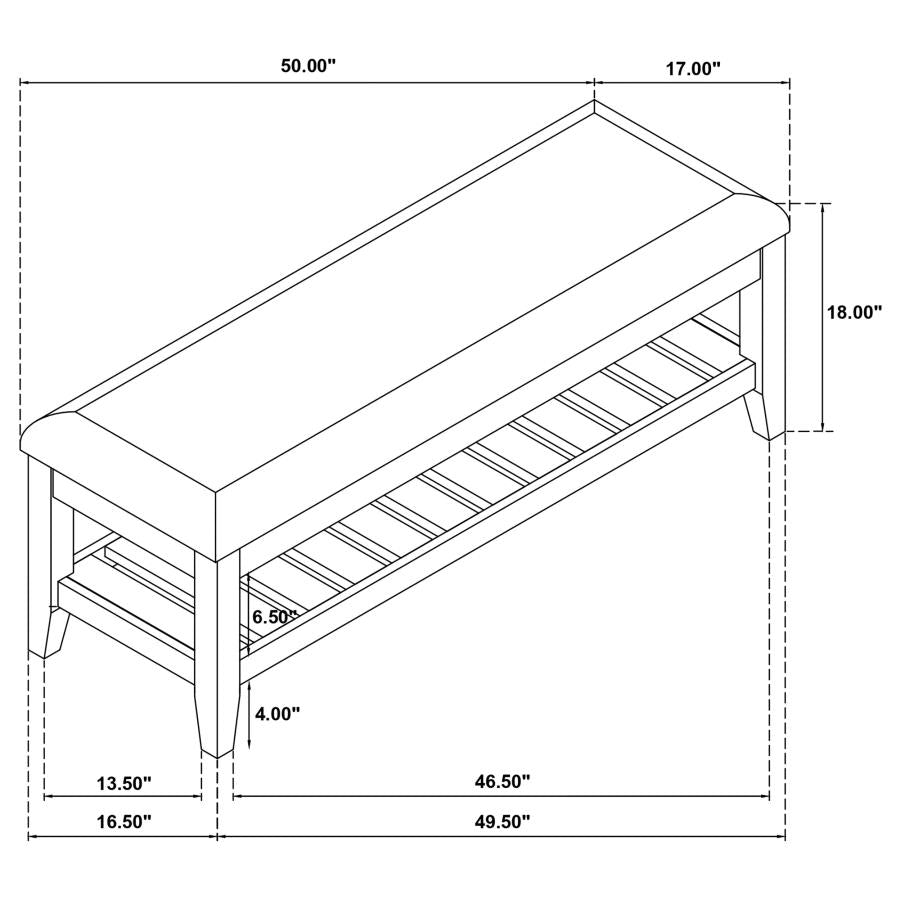 Bexhill Upholstered Rectangular Bench with Shelf White-zoom-8