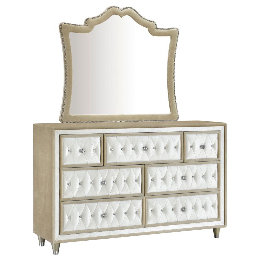 Antonella 7-drawer Upholstered Dresser with Mirror Ivory-1